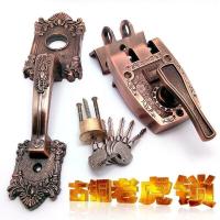 汐岩精品老虎锁防盗锁老式虎齿外装木大锁自动锁IA超B级锁芯