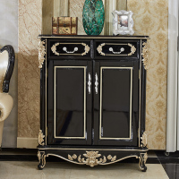 森美人欧式鞋柜进实木厅柜黑檀色收纳储物柜新古典美式双玄关柜