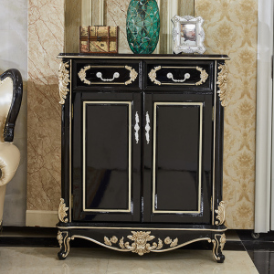 森美人欧式鞋柜进实木厅柜黑檀色收纳储物柜新古典美式双玄关柜