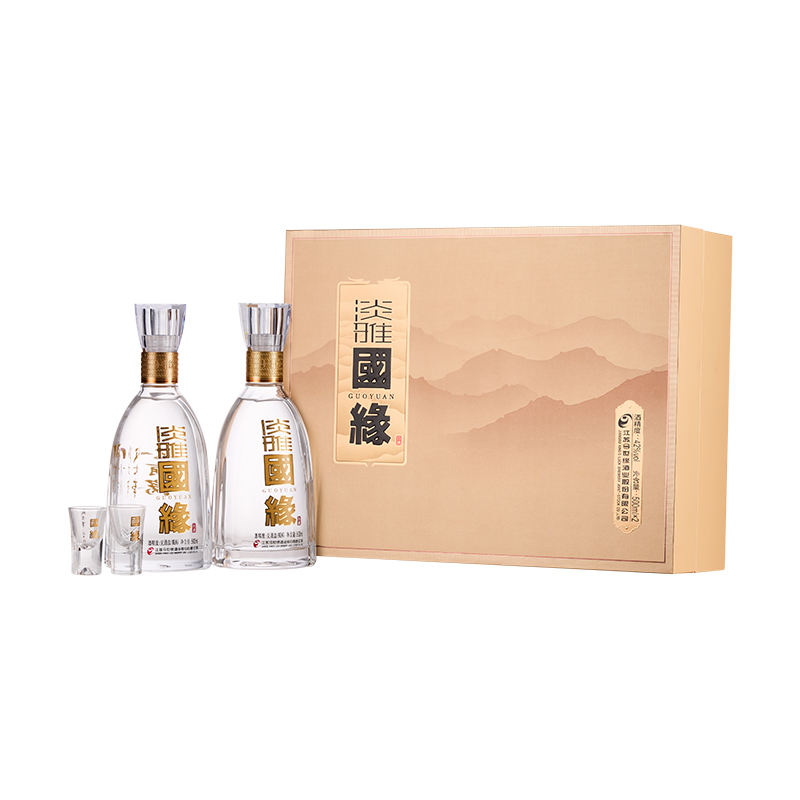 [淡雅礼盒]今世缘国缘淡雅 礼盒装双瓶 42度幽雅醇厚纯粮白酒浓香型白酒酒水今世缘500ml*2