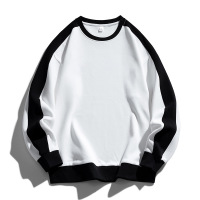 圆领卫衣男士秋冬季韩版黑白撞色拼接长袖打底衫男装可印