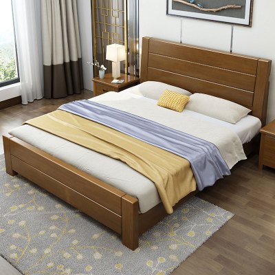 中豫鑫泽 ZYXZ4012005 胡桃色实木床单人床宿舍公寓床 1.5米床含1个床头柜