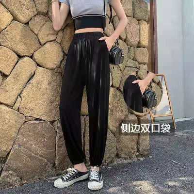 樵JIAO宽松灯笼裤莫代尔女2021夏薄款坠感防蚊运动舞蹈高腰垂感子0245-YT-灯笼裤带口袋C021