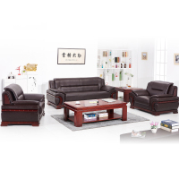迈亚办公沙发真皮沙发办公室家具现代会客三人位茶几组合商务沙发