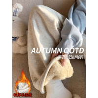 加绒裤子女新款高腰秋冬季加厚保暖棉裤休闲直筒运动阔腿卫裤