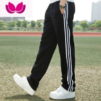 七斓运动裤男裤子款男士大码直筒宽松休闲长裤弹力纯灰色卫裤