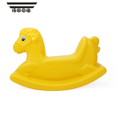 拓斯帝诺摇马加厚连体室内塑料摇马儿童摇摇木马幼儿园宝宝小型玩具坚固连体摇马黄色