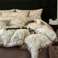 美式艺术亲肤100支天丝棉床盖四件套丝滑感夏季床品