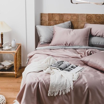 轻奢丝滑60支天丝四件套被套床单春夏季冰丝简约色床上用品