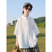男童夏装衬衣2025新款夏季中大童儿童男孩夏款短袖白色衬衫薄款潮