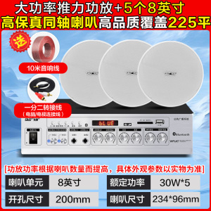 先科(SAST)功放同轴吸顶音响 8英寸 一拖五无线蓝牙吸顶音响吊顶天花音箱嵌入式喇叭店铺专用