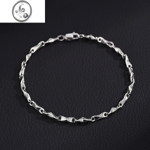 JiMi999银银元宝手链男女士款简单大方轻奢高级感男生手饰品七夕礼物