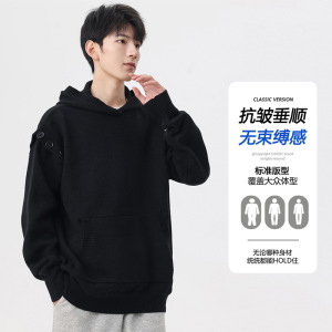 男装可拆卸扣子连帽春秋季毛衣男女款美式潮牌复古慵懒休闲针织衫