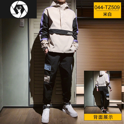 HongZun男士休闲套装韩版潮流运动搭配一套帅气男装时尚潮牌衣服工装外套工装制服