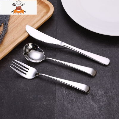 儿童可爱刀叉勺 三件套网红304不锈钢牛排刀叉套装北欧西餐餐具 敬平 刀叉勺三件套(银色)