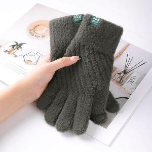 手套男士冬季保暖加绒加厚骑车针织防滑触屏防风防寒骑行毛线手套