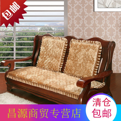 冬毛绒红实木沙发垫单三人椅子坐垫贵妃绒电脑椅垫提花绗缝可拆洗