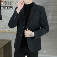 啄木鸟休闲西装外套男新款高级感中年商务爸爸装修身西服上衣单件