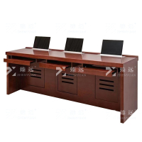 臻远ZY4022307 升降电脑桌多媒体办公桌会议培训桌 2.4米三人位