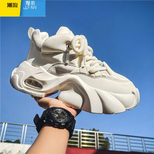 聚范男鞋夏季透气潮牌高级感百搭休闲跑步运动厚底内增高小白老爹潮鞋