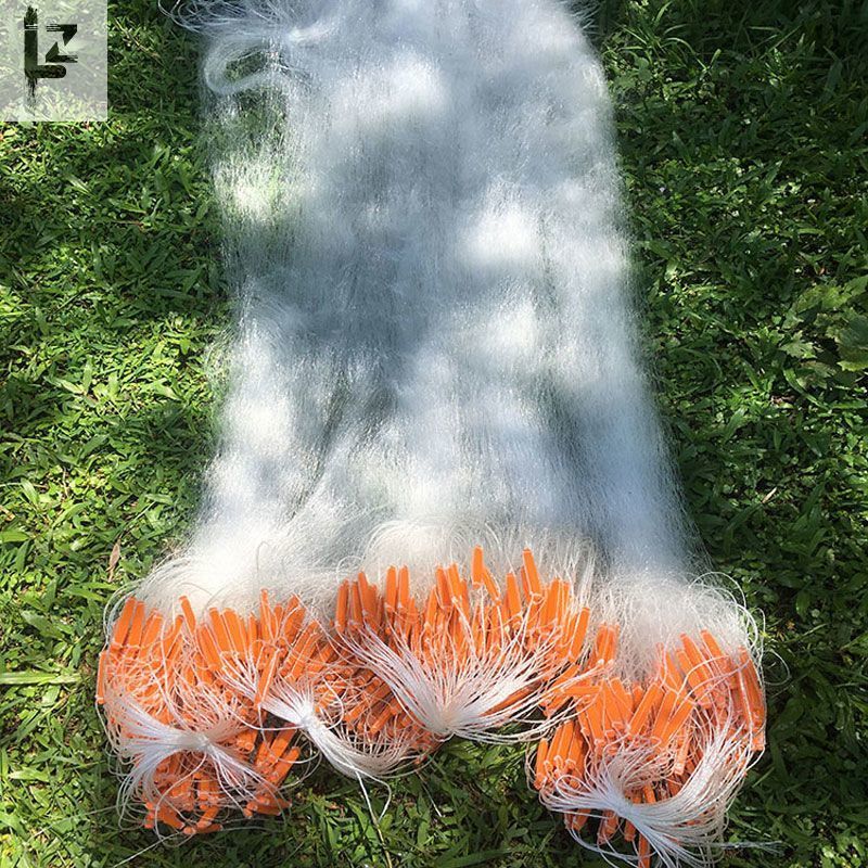 神斧橙泡鱼网粘网三层渔网捕鱼鲫鱼挂网加重渔具沾网白丝网水库沉网海