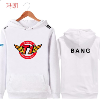 珂卡慕(KEKAMU)SKTT1战队队服外套男加绒连帽套头卫衣FAKER比赛服BANG白色S