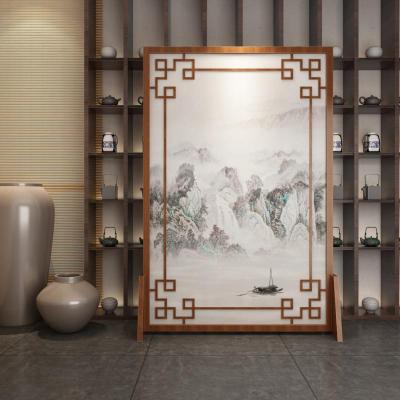 定制中式屏风客厅酒店山水镂空实木遮挡家用玄关隔断花鸟座屏 定制咨询客服