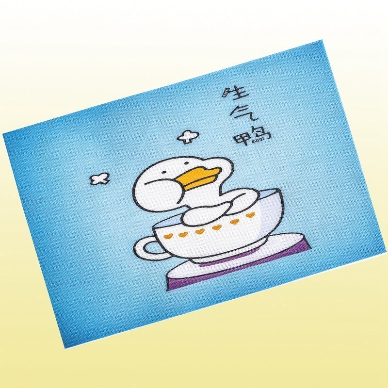 垫 儿童餐桌垫防水防油风布艺午餐隔热垫一年级餐垫布 生气鸭[四片装]