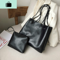 大包包女2020新款韩版百搭斜挎包时尚水桶包大容量简约学生单肩包NEW LAKE 黑色带小包女斜挎包