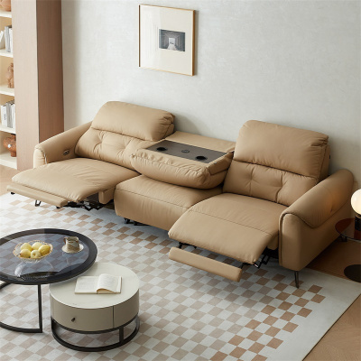 全友家居 电动沙发简约现代客厅家具高端大气多功能直排牛皮沙发