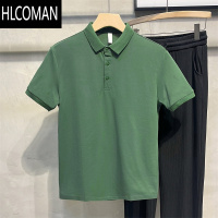 HLCOMAN纯色纽扣翻领polo衫男生带领短袖t恤韩版商务休闲套头上衣打底衫