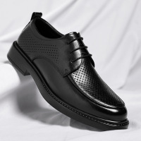 新款透气男鞋低帮商务正装皮鞋增高镂空凉鞋系带洞洞鞋SJ