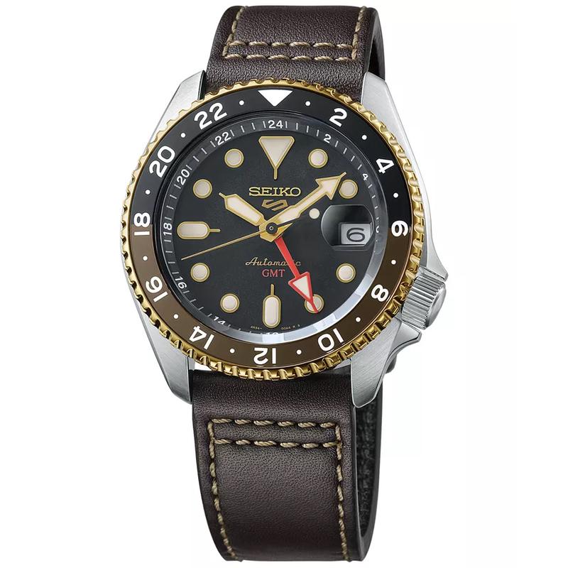 SEIKO 男士自动机械防水黑皮带手表42mm日韩款