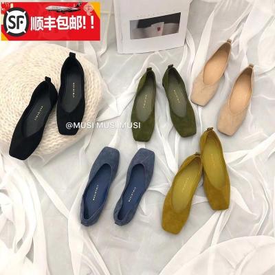 IdeaminiChicOni2020/ss韩国|浅口复古绒面奶奶鞋软底工作鞋开车单鞋女靴子