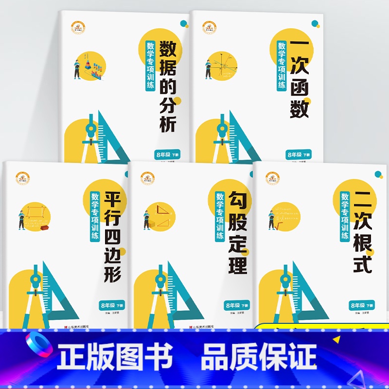 [全5册]八年级下册数学专项训练 八年级下 [正版]八年级下册数学专项训练人教版数据的分析平行四边形一次函数二次根式勾股