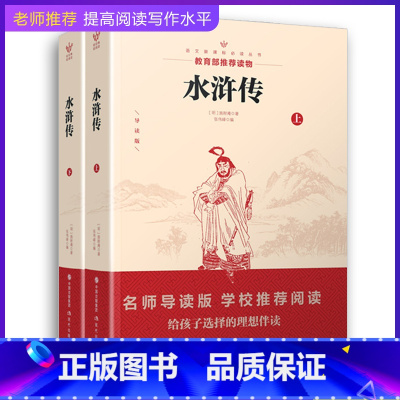 水浒传 [正版]水浒传2册学生版原著初中小学生青少年版版无障碍阅读白话文完整版施耐庵120回全集无删减版文言文5年级阅读