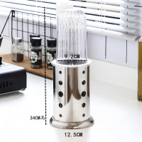 不锈钢筷子筒有盖餐厅快笼子防尘筷子筒饭店插筷子筒带盖筷笼 敬平 圆孔(带盖子)底部多孔沥水