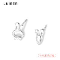 999纯银耳钉胡萝卜兔子女小众设计养耳洞耳骨钉可爱睡觉免摘耳环送女朋友老婆情人节七夕生日礼物