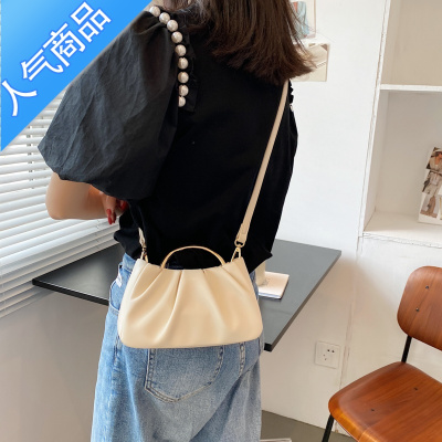 FENGHOU夏天夏季小包包女2021新款潮小众设计百搭质感韩版简约斜挎褶皱包女斜挎包