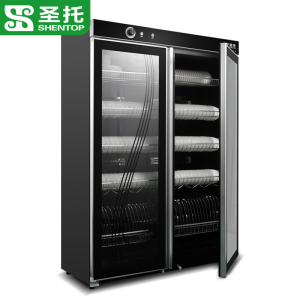 圣托(shentop)商用立式消毒柜 大容量食堂餐具消毒碗柜 双开门保洁柜黑色磨砂高品质保洁柜 YTP910-C9