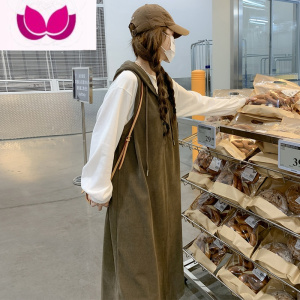 七斓MIXUE2023春季新款今年流行套装裙休闲连帽长裙背带连衣裙女