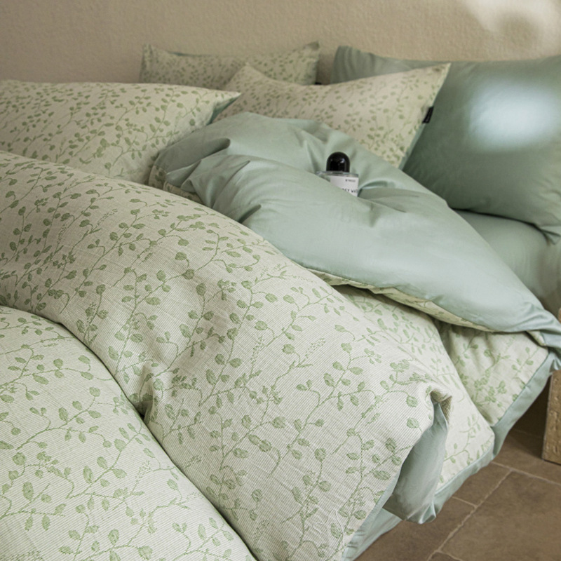 高级感全棉三层纱床上四件套2026纯棉轻奢提花被套床单床品三件套