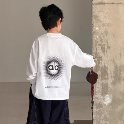 儿童男童春秋款长袖白色T恤2026新款春装内搭打底衫体恤上衣t