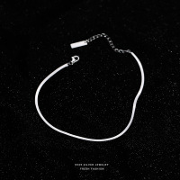 光面蛇骨脚链女款S925纯银脚踝链性感网红韩版个性小众设计感脚饰送女朋友老婆情人节七夕生日礼物