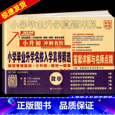 数学 小学升初中 [正版]冲刺2025语文数学英语小升初小学毕业升学名校入学真卷精选全国版小学毕业升学真题详解五六年级初