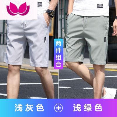 七斓冰丝五分短裤男夏季薄款潮牌宽松夏天男生休闲速干运动沙滩中裤子