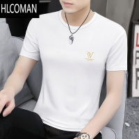 HLCOMAN7A级冰丝莫代尔男士短袖t恤夏季2025新款半袖体恤上衣服男装