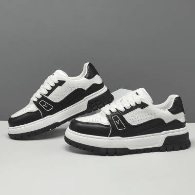 男生头层牛皮厚底增高板鞋男款潮鞋真皮欧洲站男鞋男士透气休闲鞋