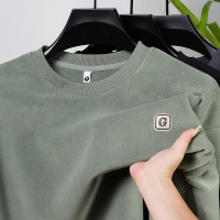 双面奥粒绒卫衣男加绒秋冬季新款圆领加厚保暖舒适男士打底衫