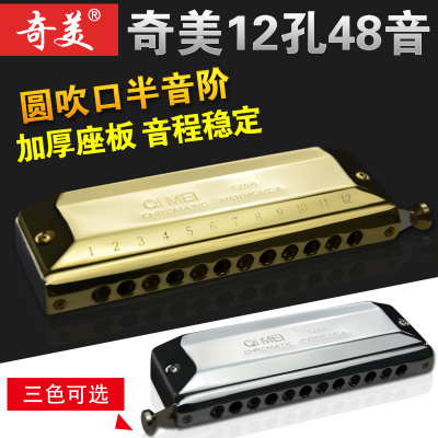 奇美正品牌12孔48音半音阶口琴学生学校教学成人儿童专业演奏乐器